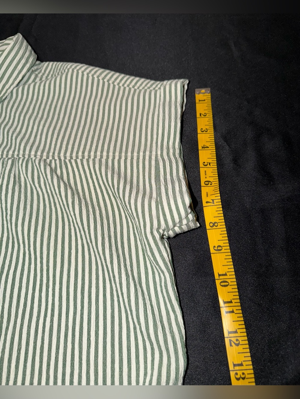 Velvet Heart Green Stripe Seersucker Cotton Blouse L Button Front Top - Picture 13 of 14